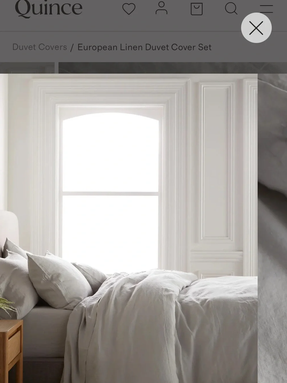 Quince European Linen Duvet Cover Set in Light Gray